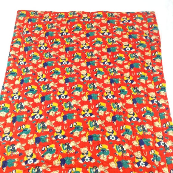 Vintage Quilted Baby Blanket Bears Cow Ducks Pigs Clown 33 1/2" x 41 1/2" - Picture 12 of 15